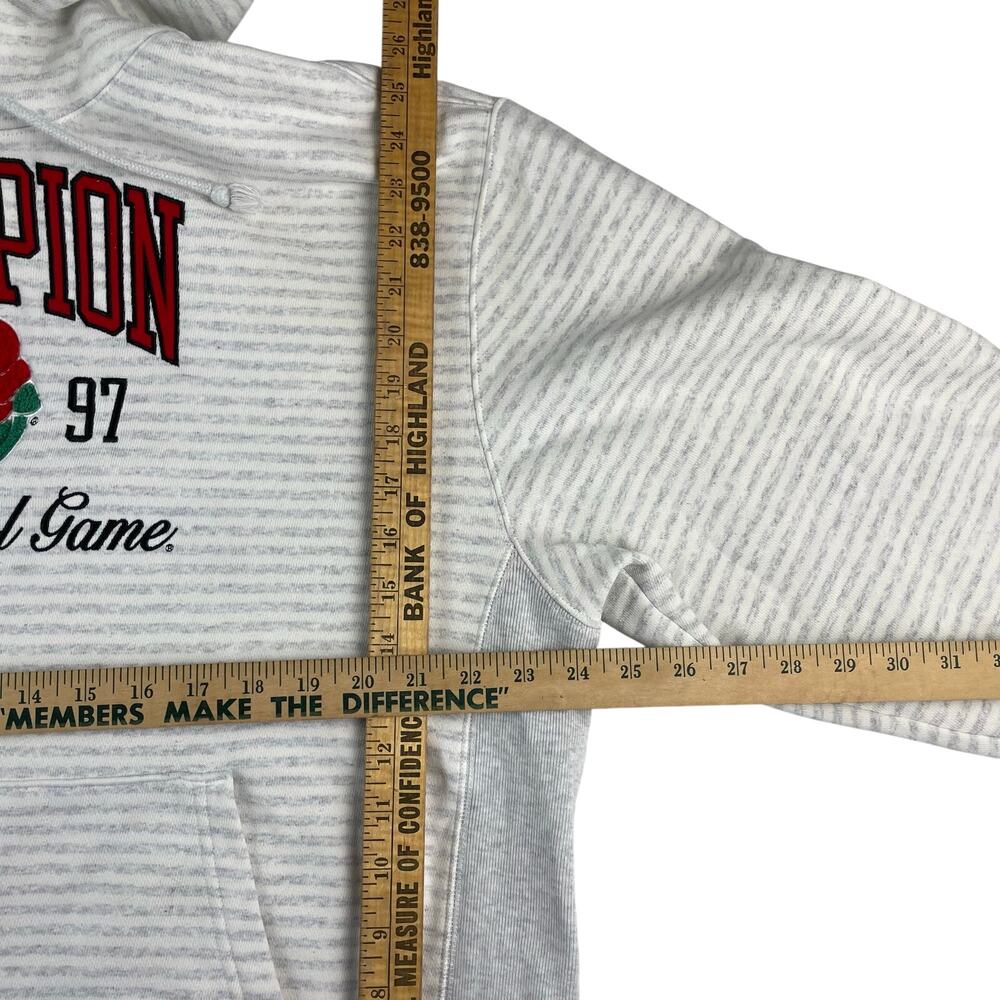 1997 Rose Bowl Game Champion Gray White Striped Hoodie, Reverse Weave, Size Med - Picture 5 of 7